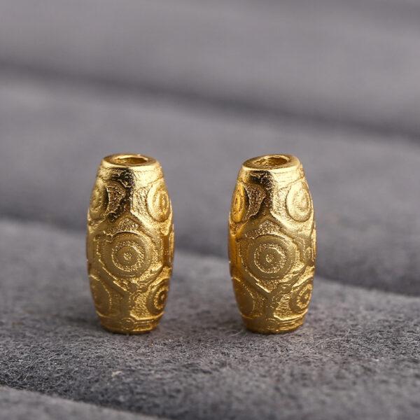 dzi bead, oval bead, spacer bead, s925 sterling silver, sterling silver bead, golden bead, gild bead - Image 5