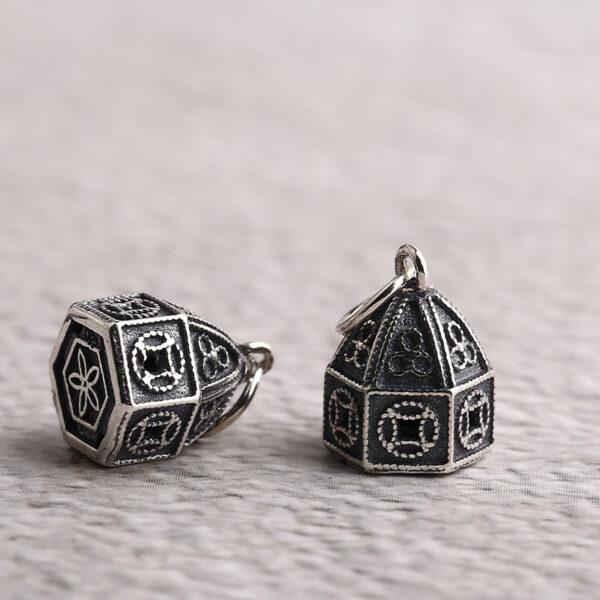 small tent charm, flower pattern charm, s925 sterling silver, silver bead, silver charm, oxidized silver bead - Image 5