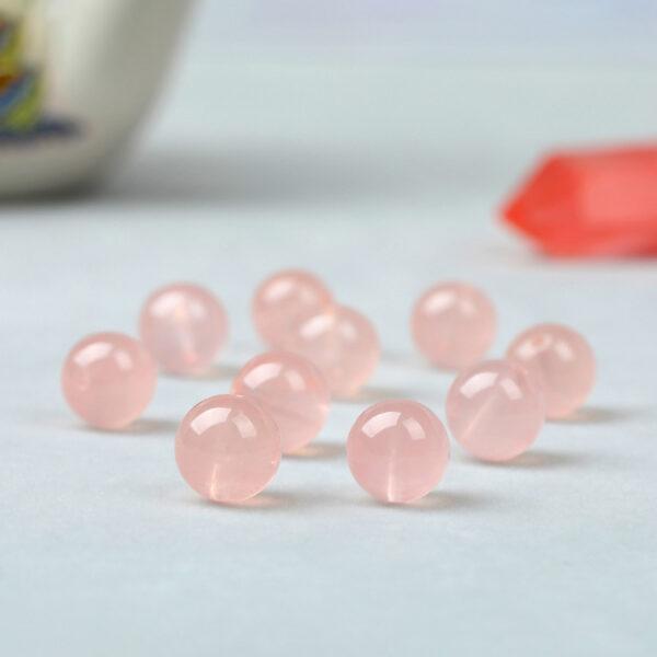 rose quartz bead, pink bead, round bead, through hole bead, natural bead, genuine bead - Image 5