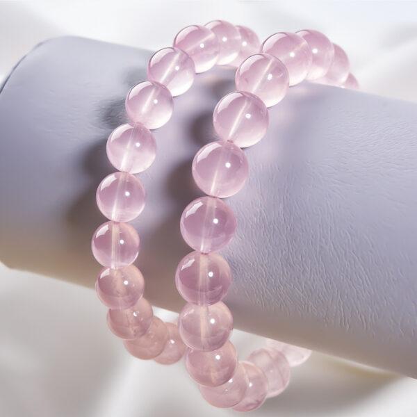 rose quartz bead, icy pink bead, round bead, through hole bead, natural bead, genuine bead - Image 5