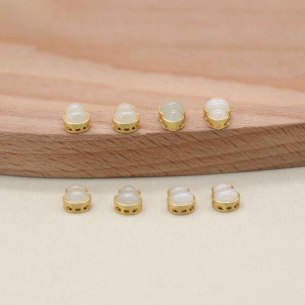 gourd bead, bezel bead, nephrite bead, white bead, sterling silver bead, gild bead, golden bead, 2pcs / 5 pcs - Image 5