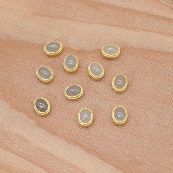 oval bead, bezel bead, nephrite bead, purple gray bead, sterling silver bead, gild bead, golden bead, 2pcs / 5 pcs - Image 5