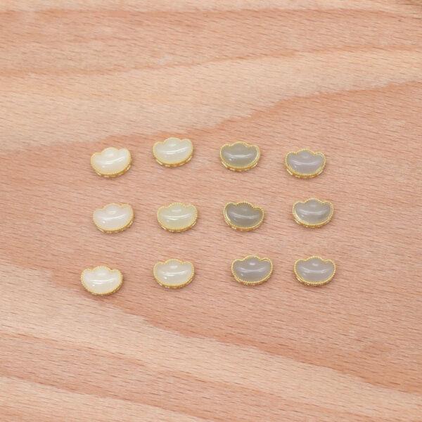 ruyi flower bead, bezel bead, nephrite bead, purple gray bead, white bead, sterling silver bead, gild bead, golden bead, 2pcs / 5 pcs - Image 5