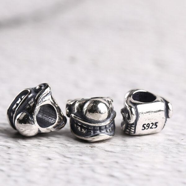 laughing clown bead, spacer bead, s925 sterling silver, silver bead, oxidized silver bead - Image 5