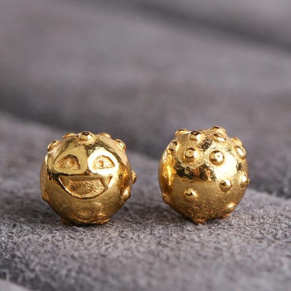 laughing face bead, round bead, spacer bead, s925 sterling silver, sterling silver bead, golden bead, gild bead - Image 5