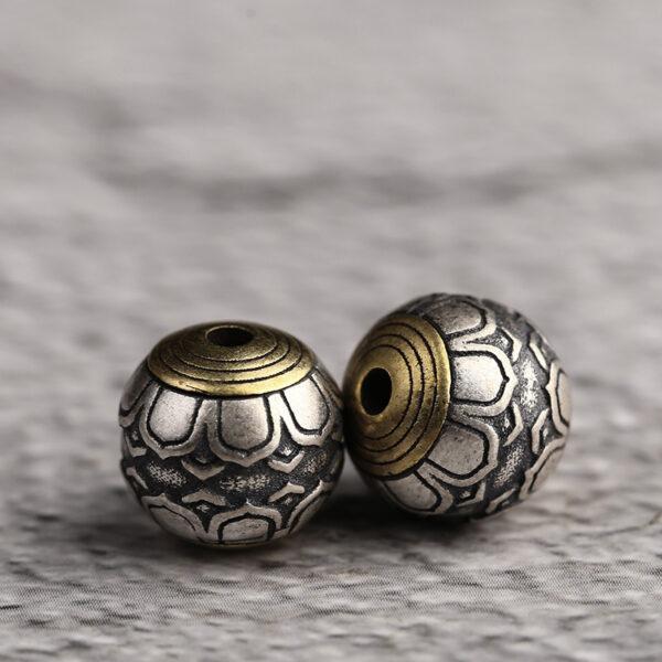 lotus flower bead, flower bead, round bead, spacer bead, s925 sterling silver, silver bead, oxidized silver bead - Image 5