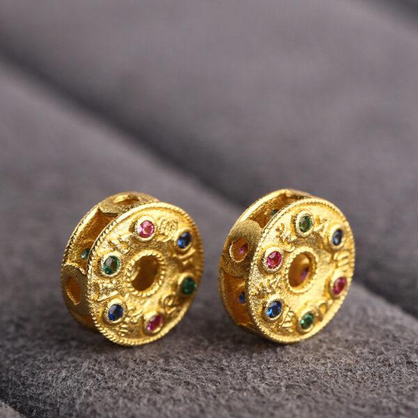 donut bead, rondelle bead, spacer bead, s925 sterling silver, sterling silver bead, golden bead, gild bead - Image 5