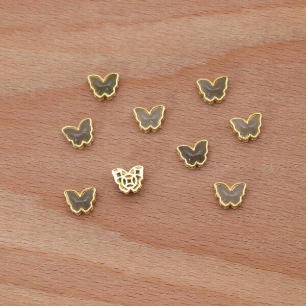 butterfly bead, bezel bead, nephrite bead, gray purple bead, sterling silver bead, gild bead, golden bead, 2pcs / 5 pcs - Image 6