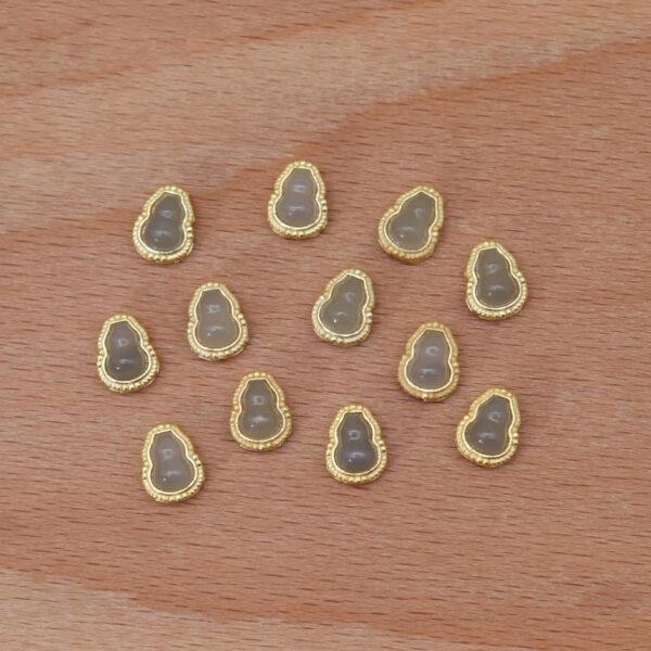 gourd bead, bezel bead, nephrite bead, gray purple bead, sterling silver bead, gild bead, golden bead, 2pcs / 5 pcs - Image 6
