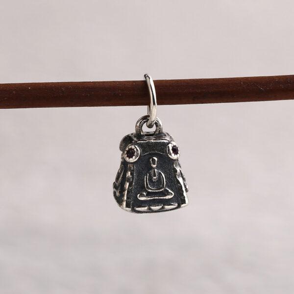 quadrangular pyramid charm, buddha pattern charm, s925 sterling silver, silver bead, silver charm, oxidized silver bead - Image 6