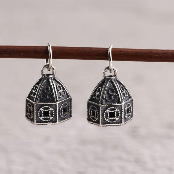 small tent charm, flower pattern charm, s925 sterling silver, silver bead, silver charm, oxidized silver bead - Image 6