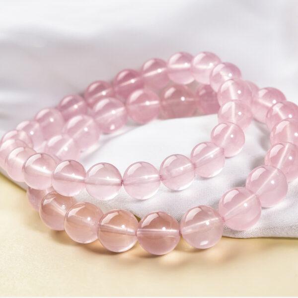 rose quartz bead, icy pink bead, round bead, through hole bead, natural bead, genuine bead - Image 6