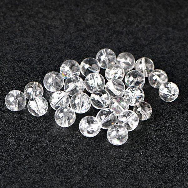 clear quartz bead, inner icy crack bead, round bead, through hole bead, natural bead, genuine bead - Image 6