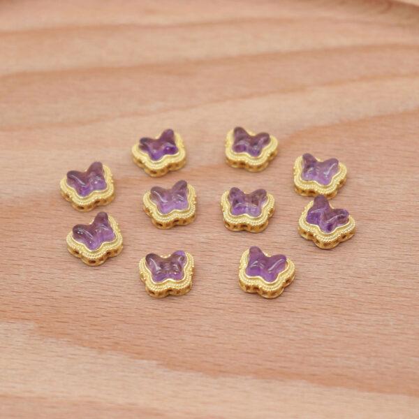 butterfly bead, bezel bead, amethyst bead, purple bead, sterling silver bead, gild bead, golden bead, 2pcs / 5 pcs - Image 6