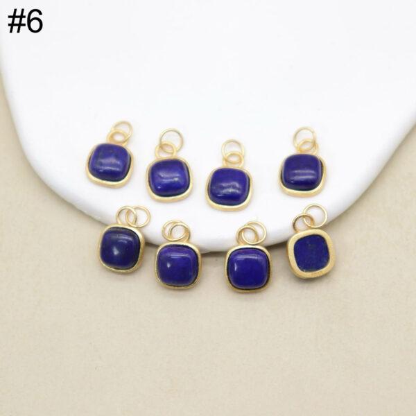 square bead, pixiu bead, bezel bead, lazurite bead, lazurite charm, blue bead, sterling silver bead, gild bead, golden bead, 2pcs / 5 pcs - Image 7