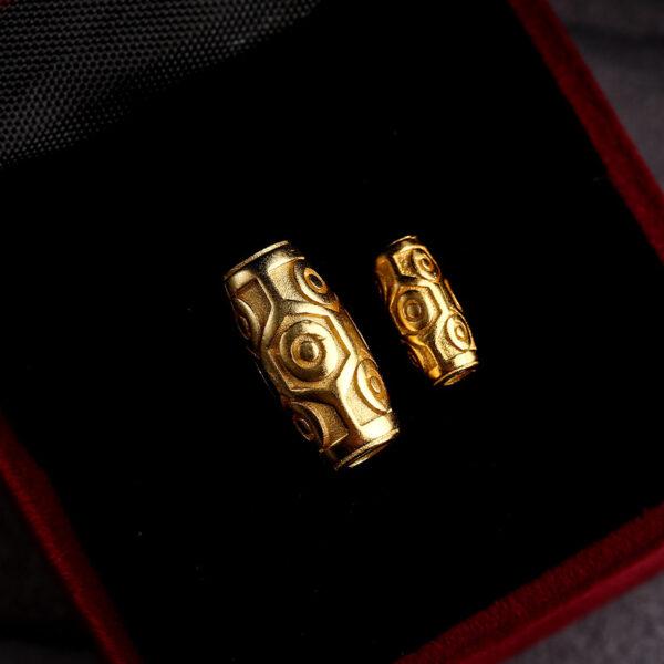 dzi bead, oval bead, spacer bead, s925 sterling silver, sterling silver bead, golden bead, gild bead - Image 6