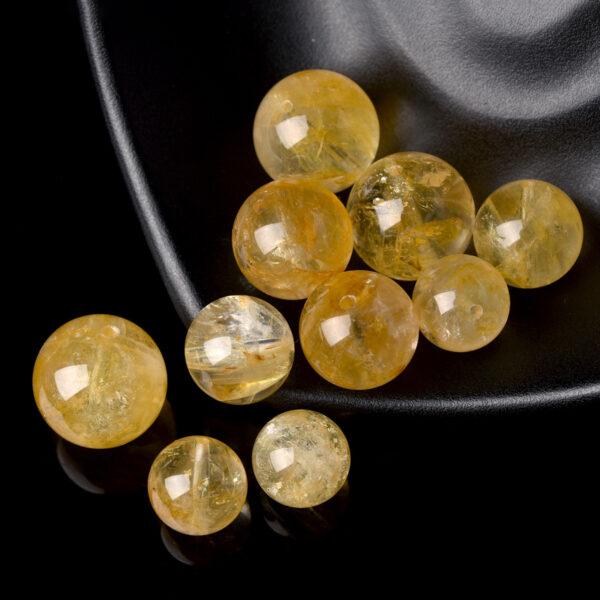yellow hematite quartz bead, yellow bead, clear bead, round bead, through hole bead, natural bead, genuine bead - Image 6