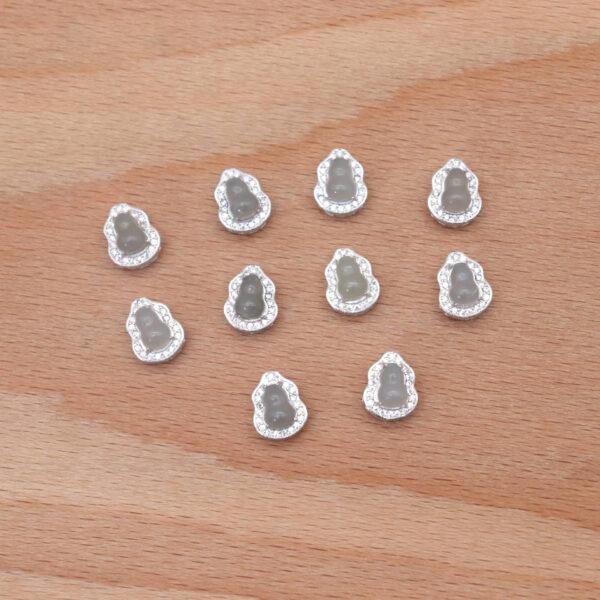 gourd bead, bezel bead, nephrite bead, gray purple bead, sterling silver bead, gild bead, golden bead, 2pcs / 5 pcs - Image 6