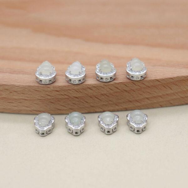 gourd bead, bezel bead, nephrite bead, white bead, sterling silver bead, gild bead, golden bead, 2pcs / 5 pcs - Image 6