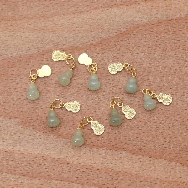gourd charm, light green charm, nephrite charm, sterling silver charm, gild bead, golden charm, 2pcs / 5 pcs - Image 6