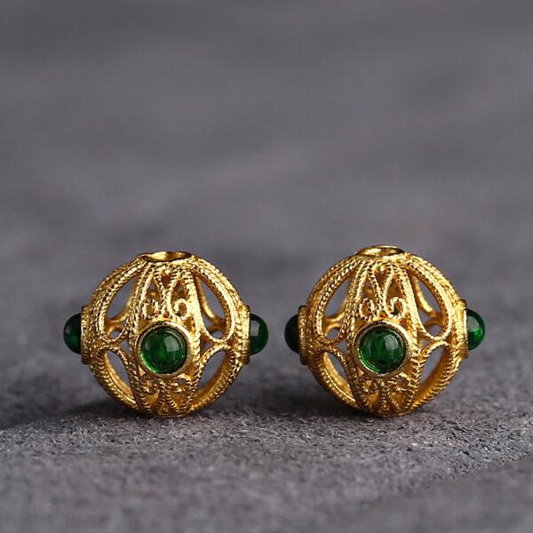 round bead, hollow flower bead, spacer bead, s925 sterling silver, sterling silver bead, golden bead, gild bead - Image 5