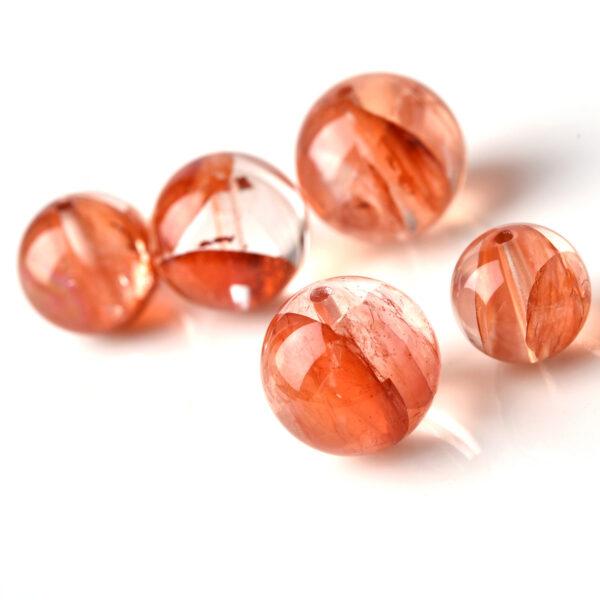 red hematite quartz bead, red bead, clear bead, round bead, through hole bead, natural bead, genuine bead - Image 7