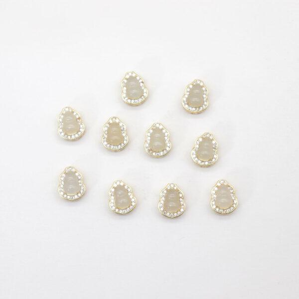 gourd bead, bezel bead, nephrite bead, white bead, sterling silver bead, gild bead, golden bead, 2pcs / 5 pcs - Image 7