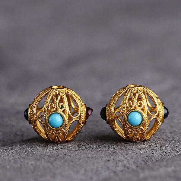 round bead, hollow flower bead, spacer bead, s925 sterling silver, sterling silver bead, golden bead, gild bead - Image 7