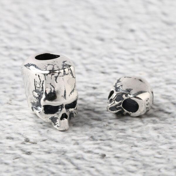 skull bead, spacer bead, s925 sterling silver, silver bead, oxidized silver bead - Image 7