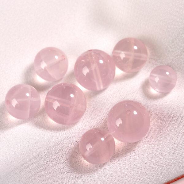 rose quartz bead, icy pink bead, round bead, through hole bead, natural bead, genuine bead - Image 8