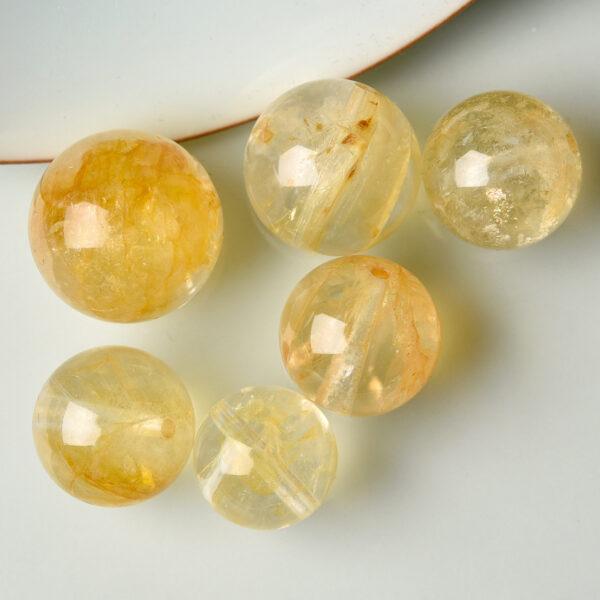 yellow hematite quartz bead, yellow bead, clear bead, round bead, through hole bead, natural bead, genuine bead - Image 8