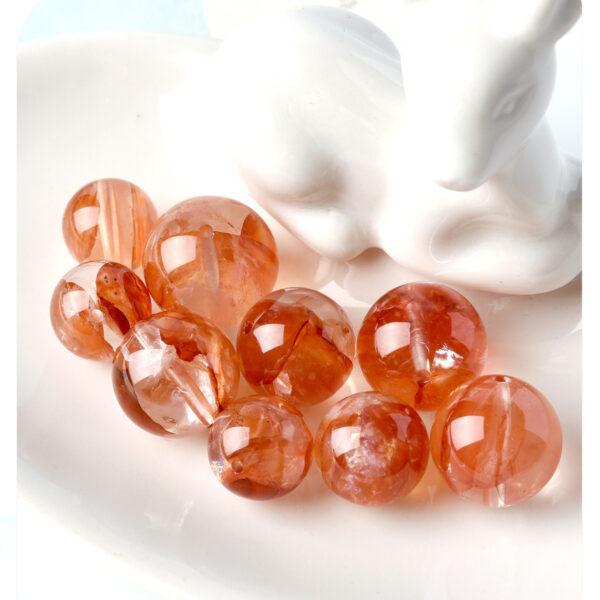 red hematite quartz bead, red bead, clear bead, round bead, through hole bead, natural bead, genuine bead - Image 8