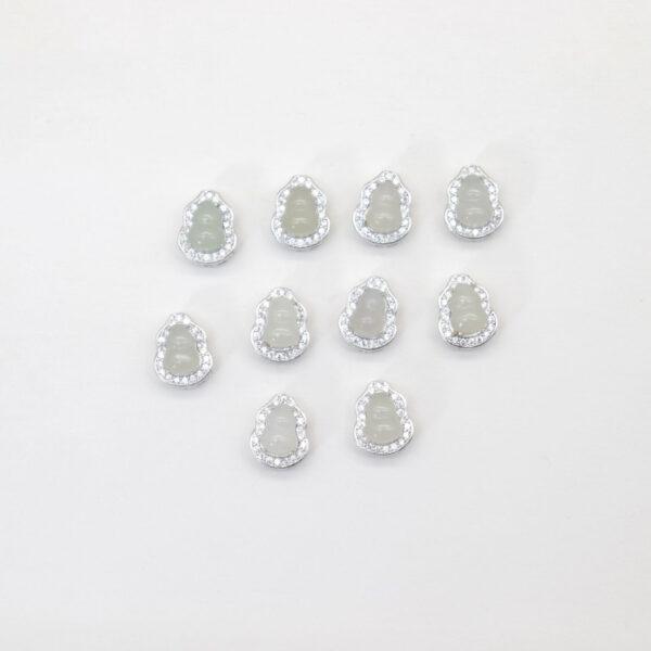 gourd bead, bezel bead, nephrite bead, white bead, sterling silver bead, gild bead, golden bead, 2pcs / 5 pcs - Image 8