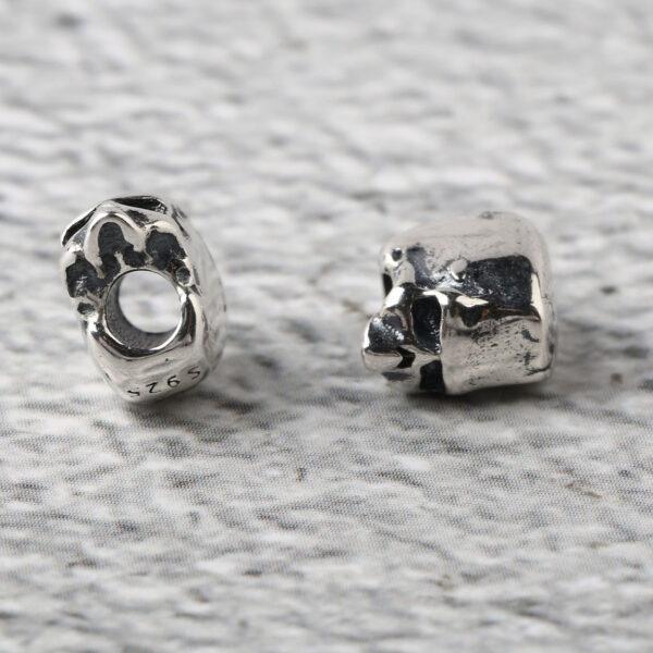 skull bead, spacer bead, s925 sterling silver, silver bead, oxidized silver bead - Image 8