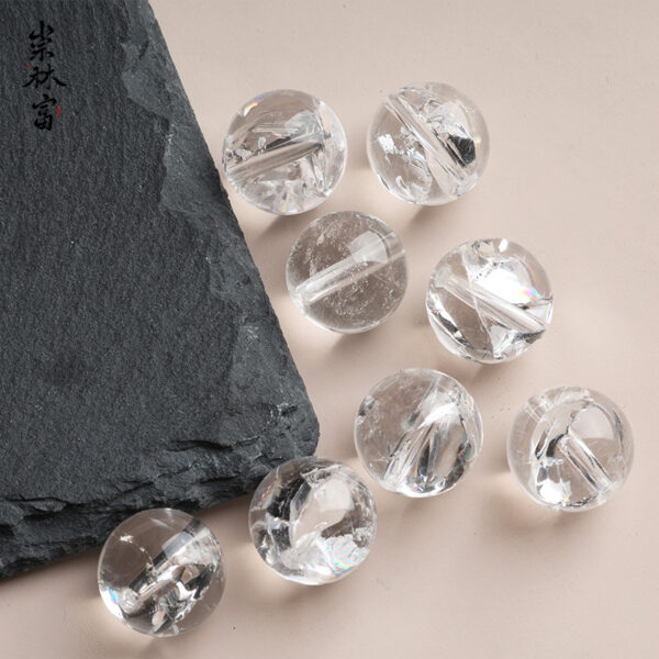 clear quartz bead, inner icy crack bead, round bead, through hole bead, natural bead, genuine bead - Image 9