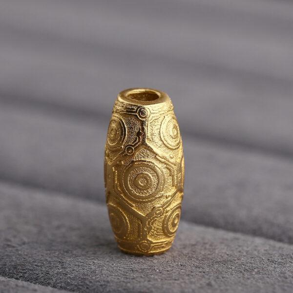 dzi bead, oval bead, spacer bead, s925 sterling silver, sterling silver bead, golden bead, gild bead - Image 6