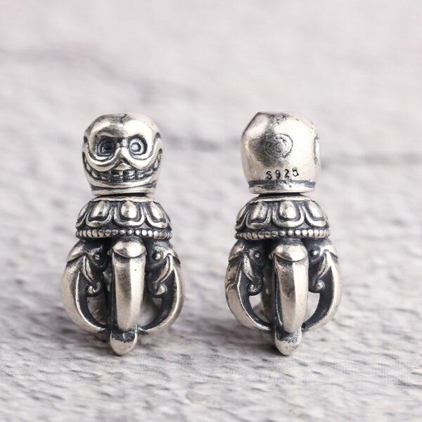skull head charm, bracelet buckle, necklace buckle, s925 sterling silver, silver bead, silver charm, oxidized silver bead - Image 7