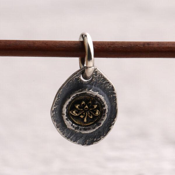 lotus flower charm, oval charm, s925 sterling silver, silver bead, silver charm, oxidized silver bead - Image 6