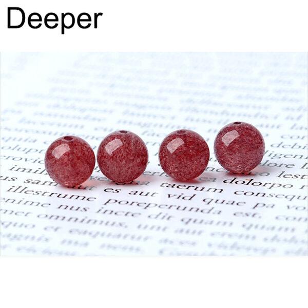 Strawberry Quartz bead, red bead, round bead, through hole bead - Image 2