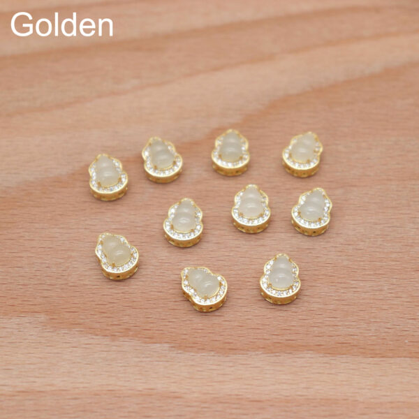 gourd bead, bezel bead, nephrite bead, white bead, sterling silver bead, gild bead, golden bead, 2pcs / 5 pcs - Image 9