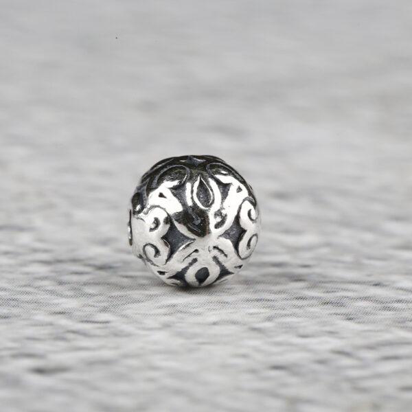 round bead, flower pattern bead, spacer bead, s925 sterling silver, silver bead, oxidized silver bead - Image 7