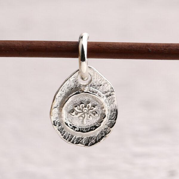 lotus flower charm, oval charm, s925 sterling silver, silver bead, silver charm, oxidized silver bead - Image 7