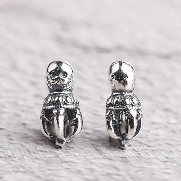 skull head charm, bracelet buckle, necklace buckle, s925 sterling silver, silver bead, silver charm, oxidized silver bead - Image 8