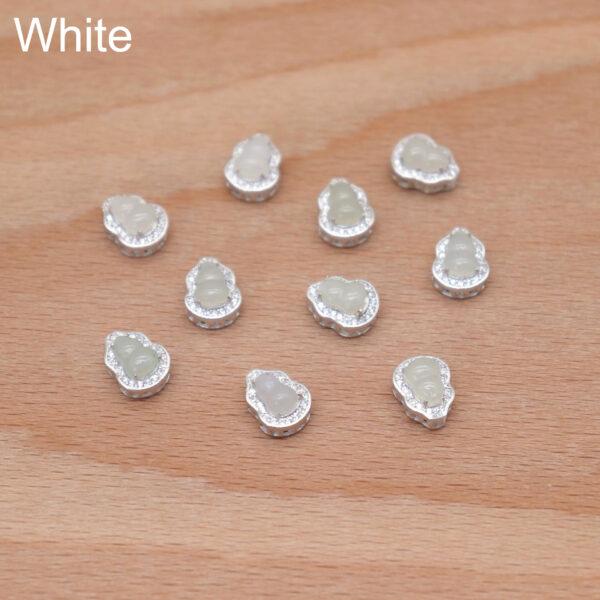 gourd bead, bezel bead, nephrite bead, white bead, sterling silver bead, gild bead, golden bead, 2pcs / 5 pcs - Image 10
