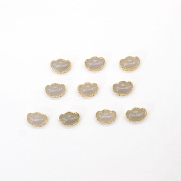 ruyi flower bead, bezel bead, nephrite bead, purple gray bead, white bead, sterling silver bead, gild bead, golden bead, 2pcs / 5 pcs - Image 6