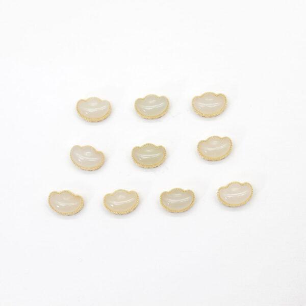 ruyi flower bead, bezel bead, nephrite bead, purple gray bead, white bead, sterling silver bead, gild bead, golden bead, 2pcs / 5 pcs - Image 7