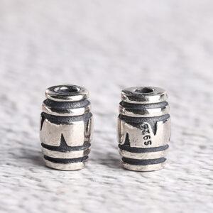 drum bead, crack pattern bead, spacer bead, s925 sterling silver, silver bead, oxidized silver bead