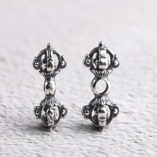 Vajra charm, Buddhist instruments charm, necklace charm, s925 sterling silver, silver bead, silver charm, oxidized silver bead