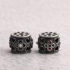 drum bead, flower bead, spacer bead, s925 sterling silver, silver bead, oxidized silver bead
