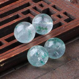 green mica bead, icy bead, round bead, natural bead, genuine bead